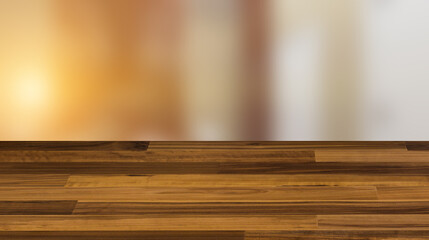 Hotel bathroom peeing toilet. 3D rendering., Background with empty wooden table. Flooring.