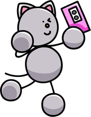 スマホで自撮りするにゃんまるのイラスト　猫