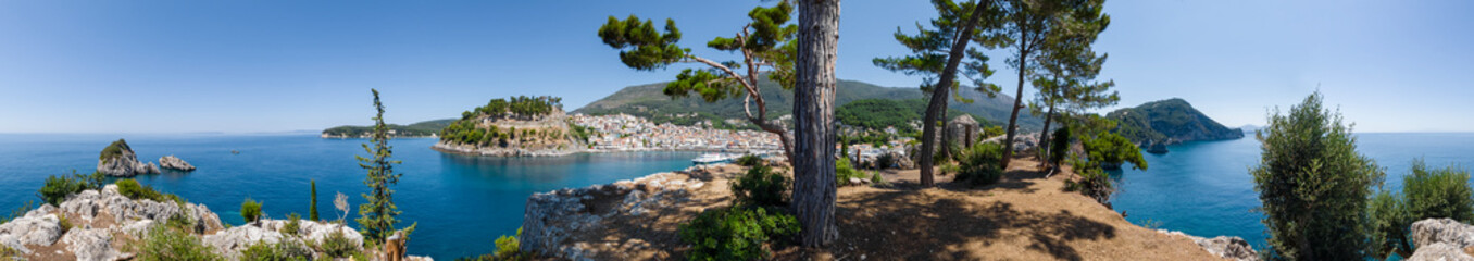 Naklejka na ściany i meble Parge island beach panoramic view, lefkada, greece