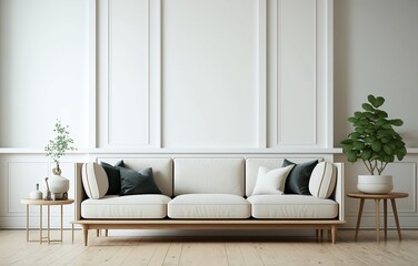 Fototapeta na wymiar Simple living room interior design illustration created using generative AI.