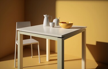 Simple kitchen interior design illustration created using generative AI.