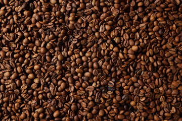 Morning coffee. Coffee lifestyle. Roasted coffee beans pattern