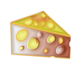 a piece of cheese with 3d effect