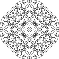 Black and white mandala vector illustration line art