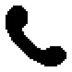 Telephone icon black-white vector pixel art icon	