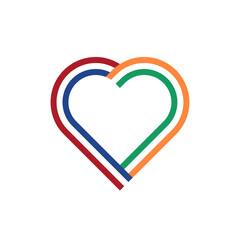 unity concept. heart ribbon icon of netherlands and ireland flags. PNG