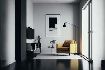 Architectural photography of a modern livingroom. Modern style interior design idea. Generative AI
