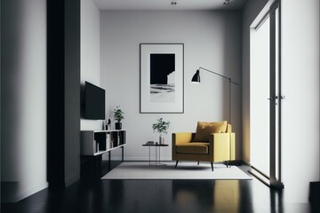 Architectural photography of a modern livingroom. Modern style interior design idea. Generative AI