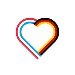unity concept. heart ribbon icon of luxembourg and germany flags. PNG