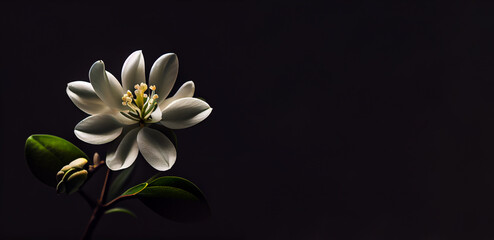 dark jasmine flower in black background generative ai