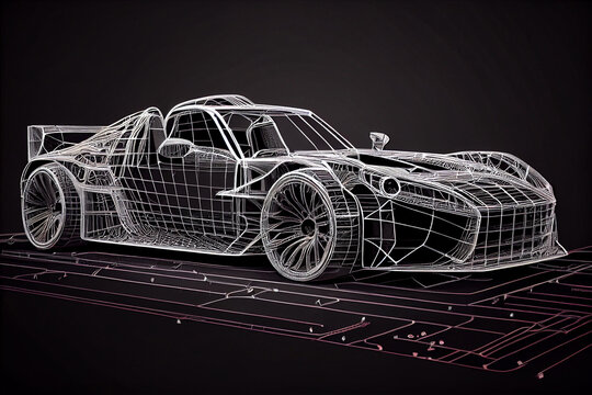 Abstract Creative concept of 3d car model. Sports car futuristic concept.