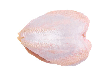 Chicken breast on white isolated, top view, raw chicken diet meat