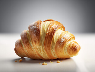 Golden crispy croissant bread Created with Generative AI