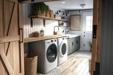 Farmhouse Laundry Room, generative Ai