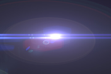 Natural, lens flare on the black background