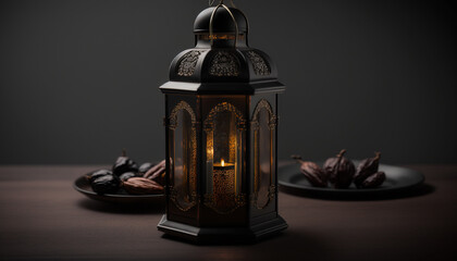 Ramadan kareem greetings islamic background with lantern
