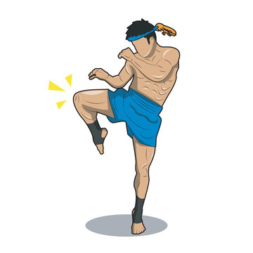 vector illustration of one of the muangthai kick techniques