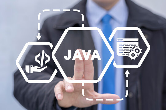 Java programming language concept. Java developer work.