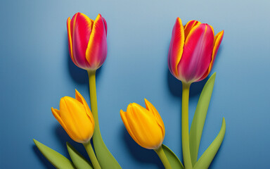 Obraz premium tulips on a background with place fort text created using AI generative tools