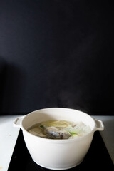 Today's dinner menu is cod soup