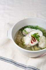 Today's dinner menu is cod soup