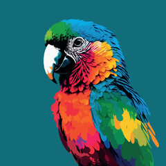 Colorful Parrot pop art style vector illustration