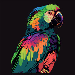 Colorful Parrot pop art style vector illustration