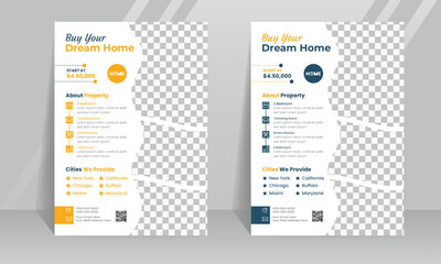 Real estate a4 flyer template. Perfect for creative and professional real estate business. Modern template in 2 color variation. 