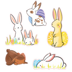 Easter rabbit, easter Bunny.Watercolor.