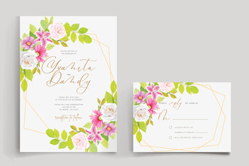 Fototapeta na wymiar floral ornament wedding invitation card
