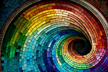 Mosaic look rainbow made of small muli-colored tiles