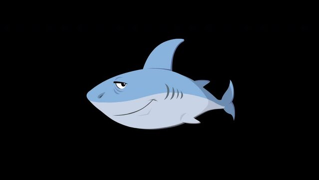 Shark&nbsp;Swimming. 
Loop cycle animation of a cartoon Shark&nbsp;Swimming. Isolated on alpha channel. 
Fish Mammal Shark animated video.