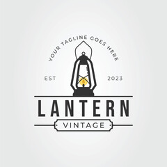 mine lantern or vintage lamp logo vector illustration design