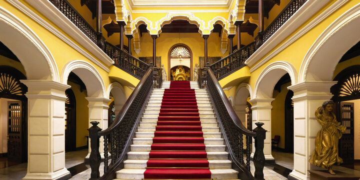 Archbishop's Palace, Sumptuous stairway and main entrance hall, Lima, Peru