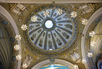 Fototapeta na wymiar Basilica and Convent of Santo Domingo or Convent of the Holy Rosary, Ceiling cupola, Lima, Peru