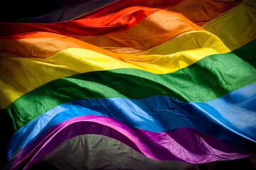 Vibrant rainbow flag. Gay pride.