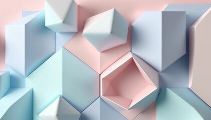 abstract background with triangles cubes pink blue generative AI
