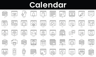 Fototapeta na wymiar Set of outline calendar icons. Minimalist thin linear web icon set. vector illustration.