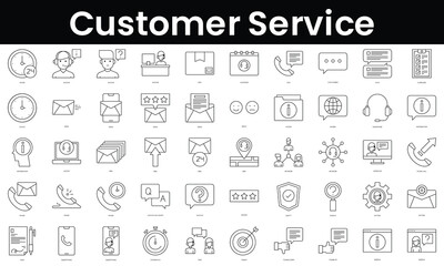 Fototapeta na wymiar Set of outline customer service icons. Minimalist thin linear web icon set. vector illustration.