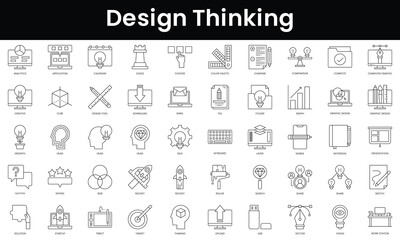 Fototapeta na wymiar Set of outline design thinking icons. Minimalist thin linear web icon set. vector illustration.
