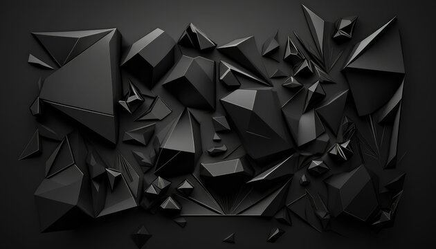abstract background black shiny matte shapes generative AI