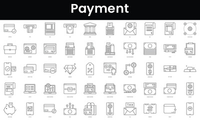 Fototapeta na wymiar Set of outline payment icons. Minimalist thin linear web icon set. vector illustration.