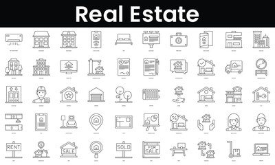 Set of outline real estate icons. Minimalist thin linear web icon set. vector illustration.