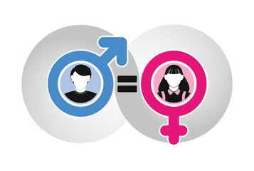 Women and men should always have equal opportunities and rights, gender biases concept, vector illustration icon