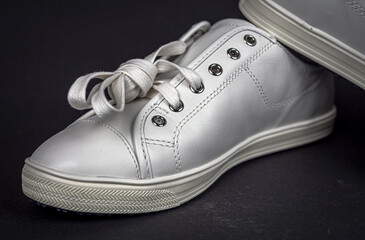 Stock leather sneakers with soles without logo. new style