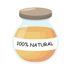 Glass jar of honey. 100% natural honey