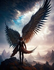 Obraz premium valkyrie warrior in armor fighting, angel, armor 