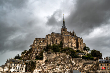 Cathedral At Mont Saint Michel, English Channel, Way of St. James, Route of Santiago de Compostela,...