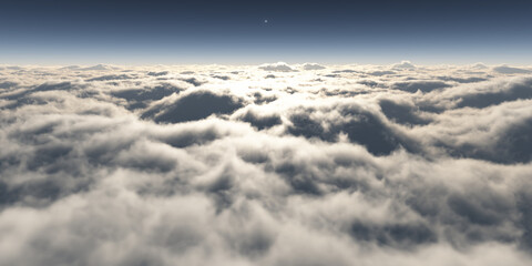 Naklejka premium dream fly above clouds ray light