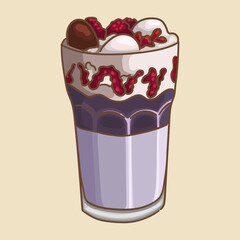 Fresh fruit dessert in a glass